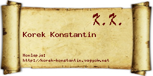 Korek Konstantin névjegykártya
